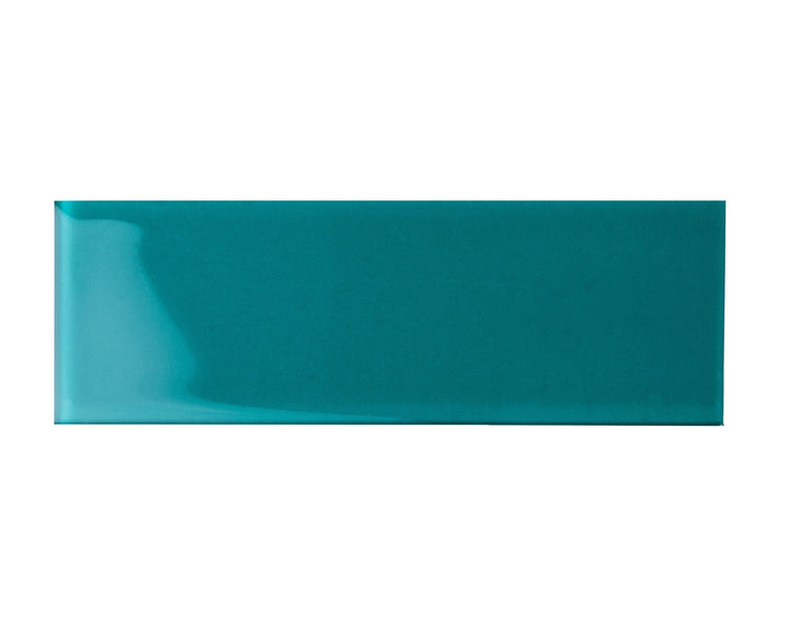 Giorbello (Sample) Glass Subway Dark Teal 3-in x 9-in Glossy Glass Tile