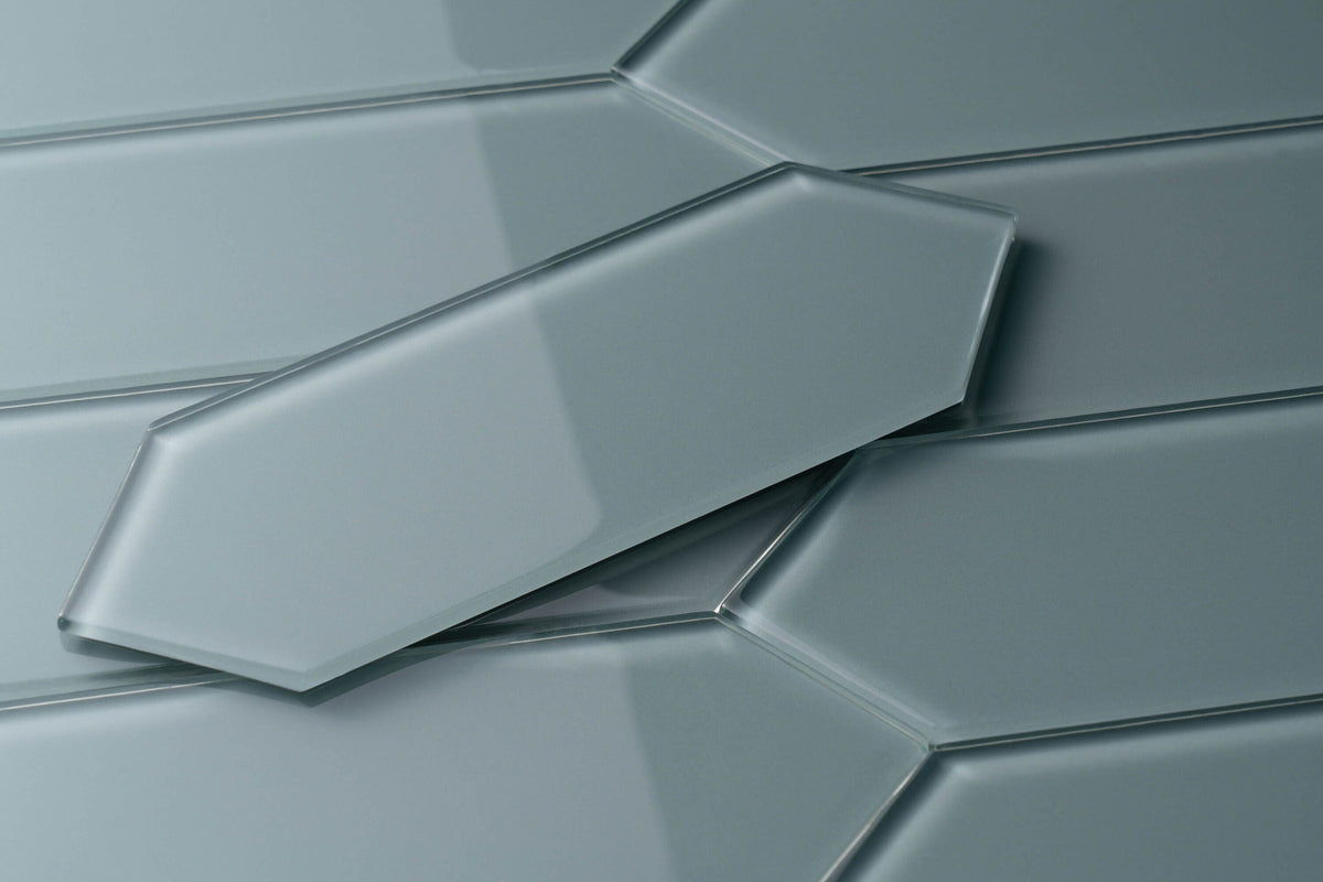 Giorbello (Sample) Glass Subway Slate 3-in x 9-in Glossy Glass Tile