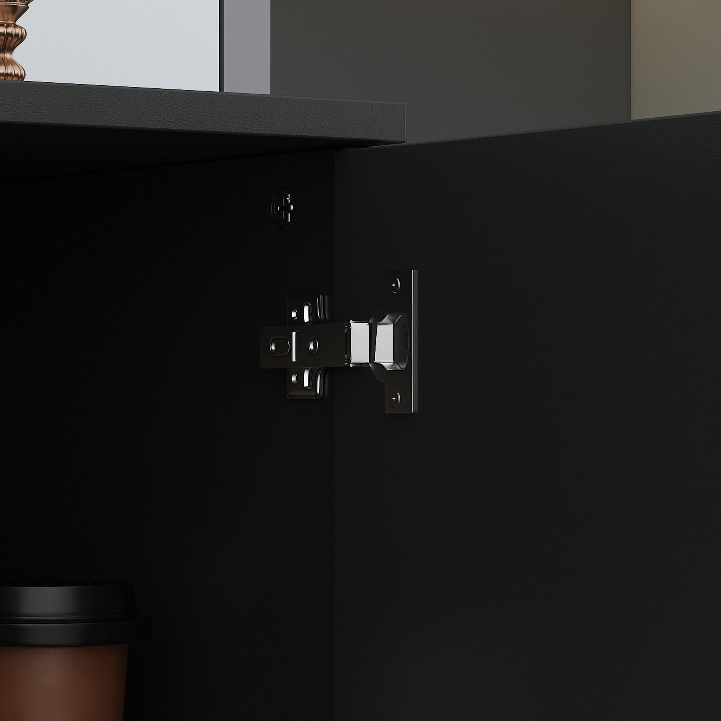 FUFU&GAGA Contemporary Black Composite 3-Drawer Dresser with Doors, Multipurpose Accent Cabinet, Sturdy and Durable, Ample Storage Space