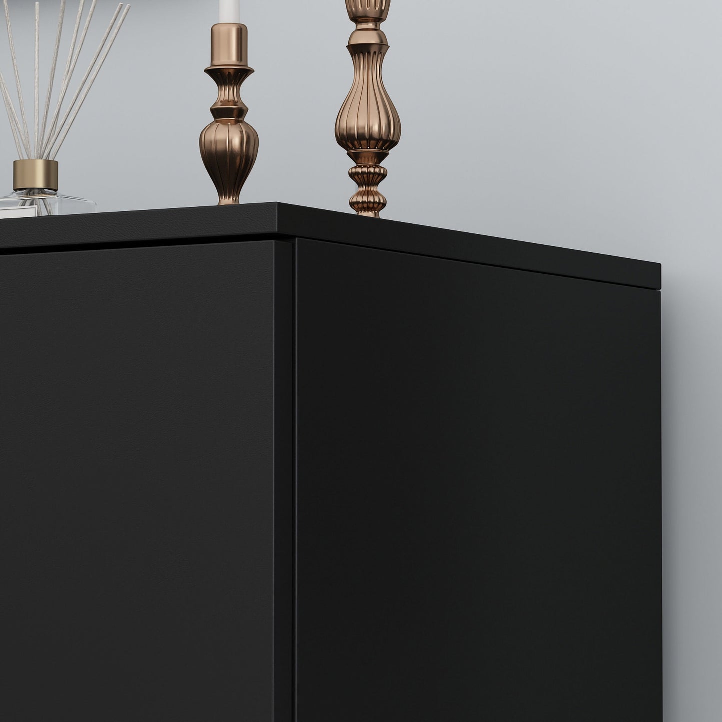FUFU&GAGA Contemporary Black Composite 3-Drawer Dresser with Doors, Multipurpose Accent Cabinet, Sturdy and Durable, Ample Storage Space