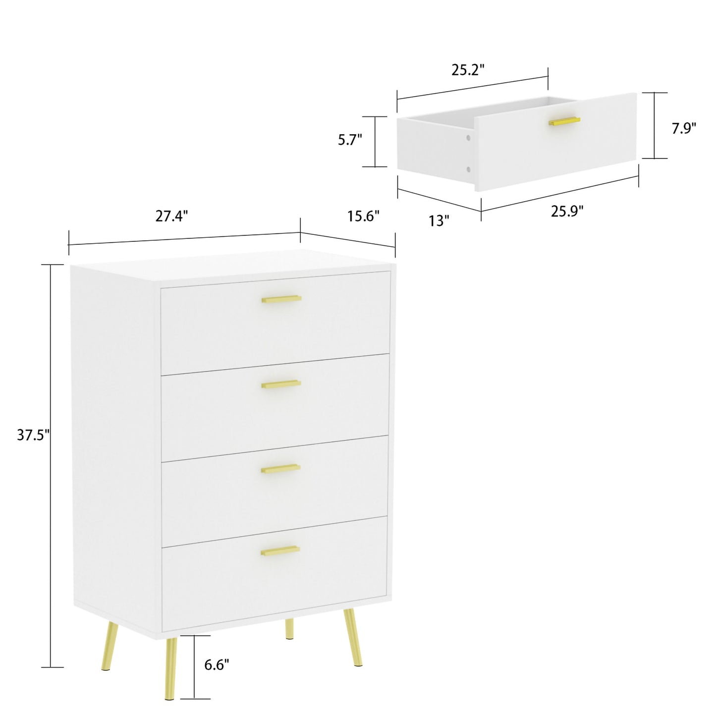 FUFU&GAGA 4-Drawer Chest White 4-Drawer Accent Chest