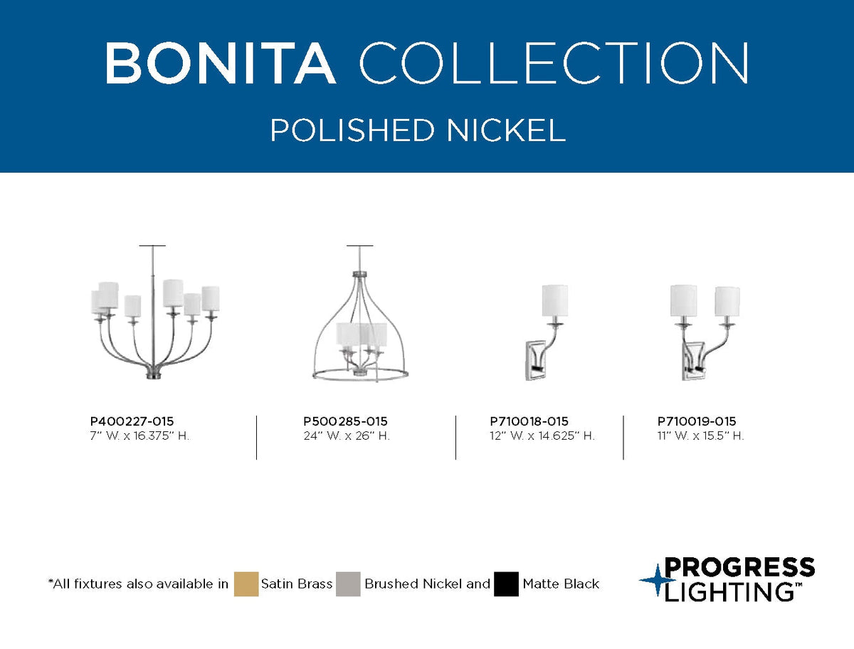 Progress Lighting Bonita 6-Light Matte Black Transitional Chandelier