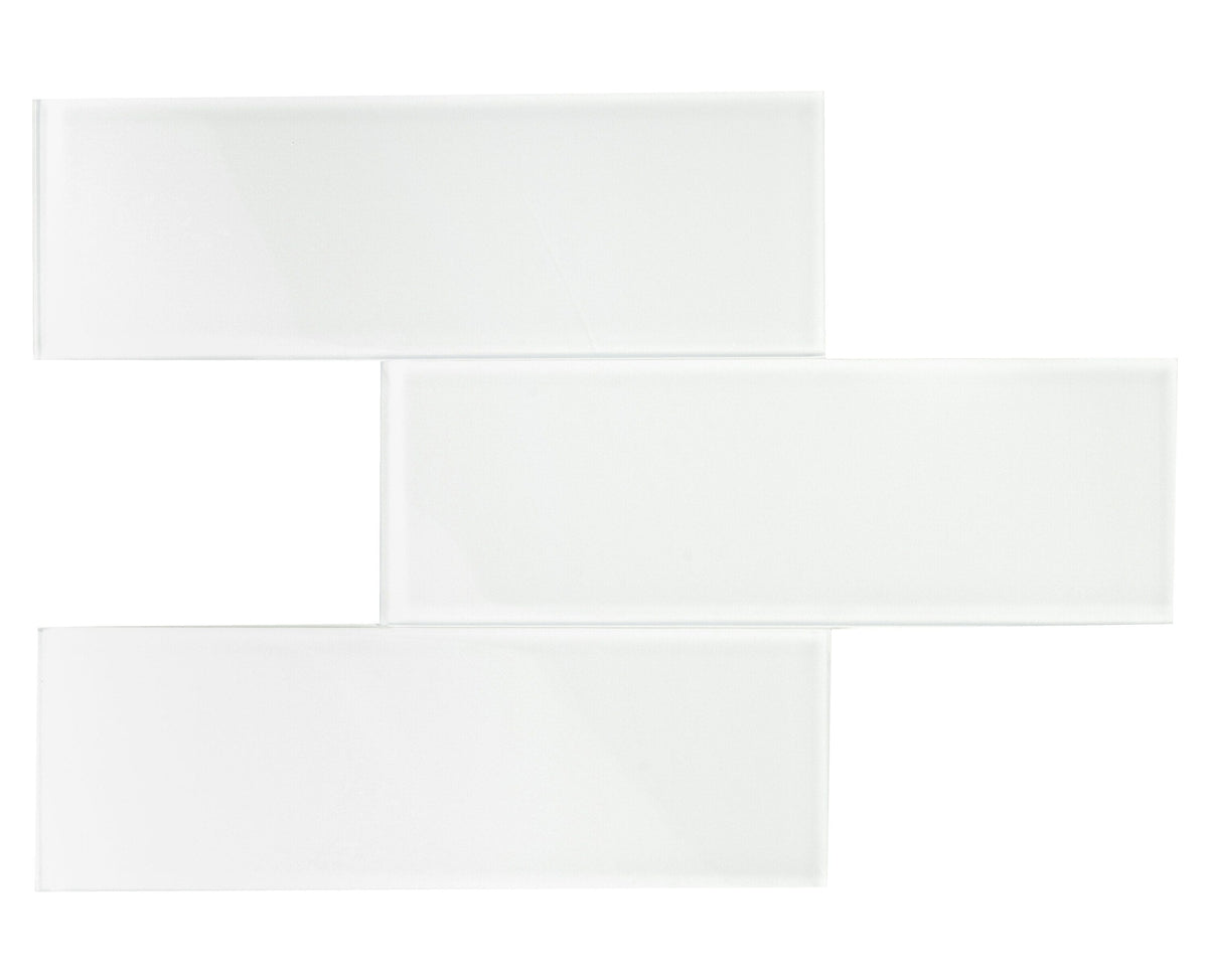 Giorbello Classic Premium White 3-in x 9-in Glossy Glass Subway Wall Tile (5-sq. ft/ Carton)