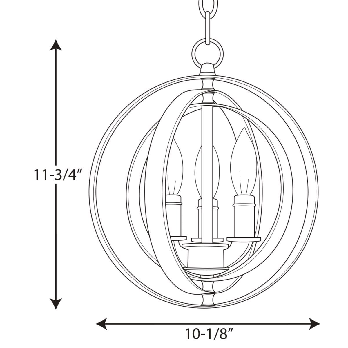 Progress Lighting Equinox 3-Light Burnished Silver Transitional Globe Medium Hanging Pendant Light