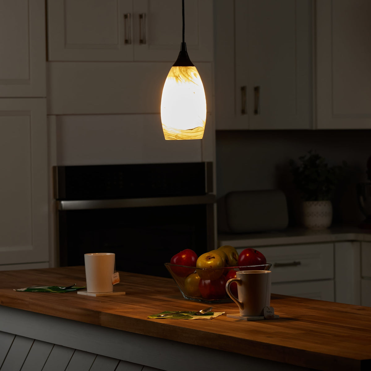 Portfolio Matte Black Transitional Teardrop Pendant Light