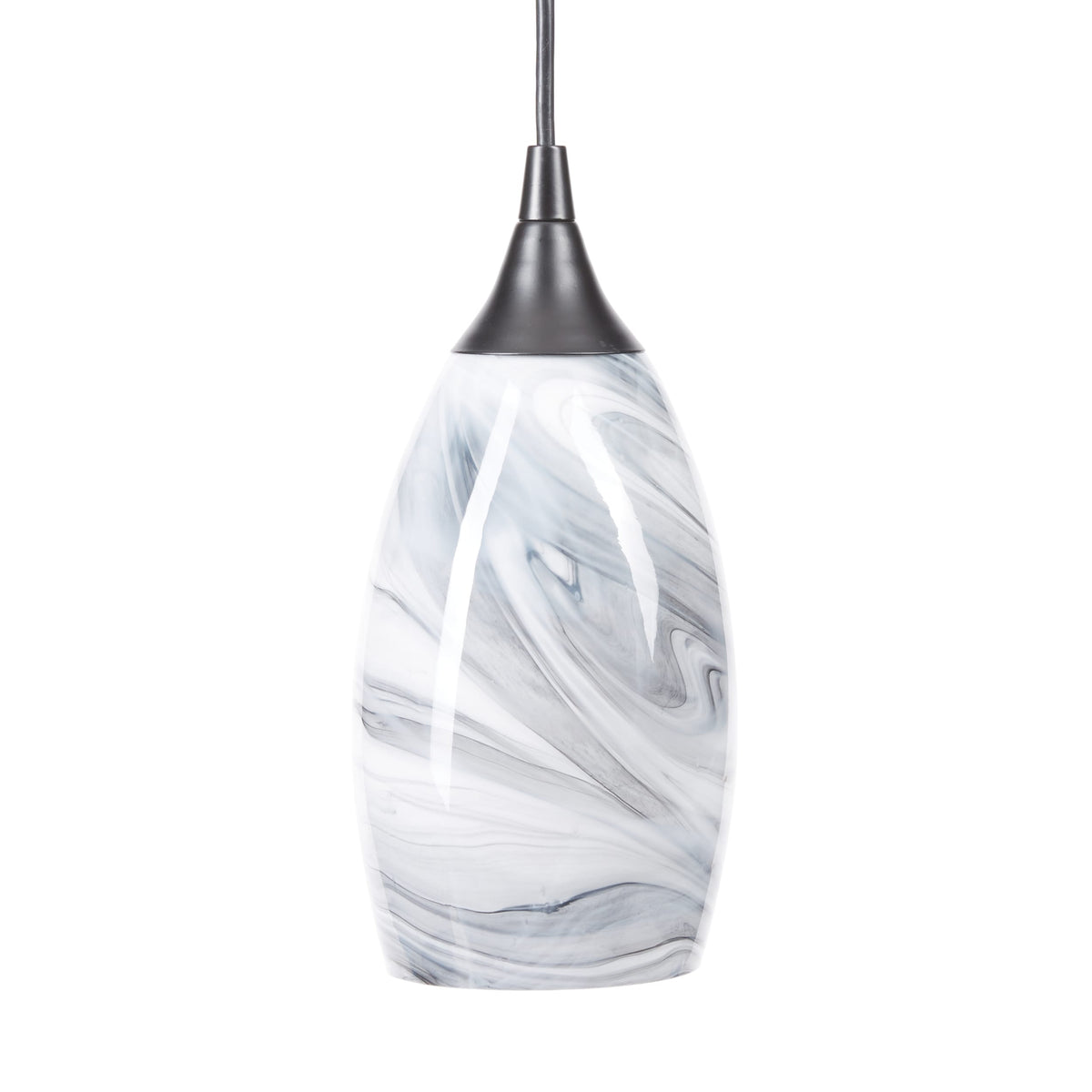 Portfolio 7.88-in H x 4.75-in W Granite Storm Art Glass Cylinder Pendant Light Shade