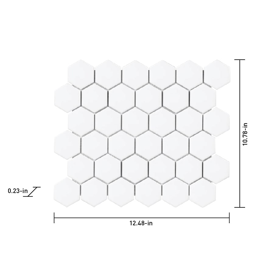 Satori Hudson Brilliant White Matte 11-in x 12-in Porcelain Hexagon Wall Tile