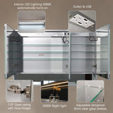 Forclover 48-in x 32-in Lighted LED Fog Free Surface/Recessed Mount Alminum Mirrored Soft Close Medicine Cabinet