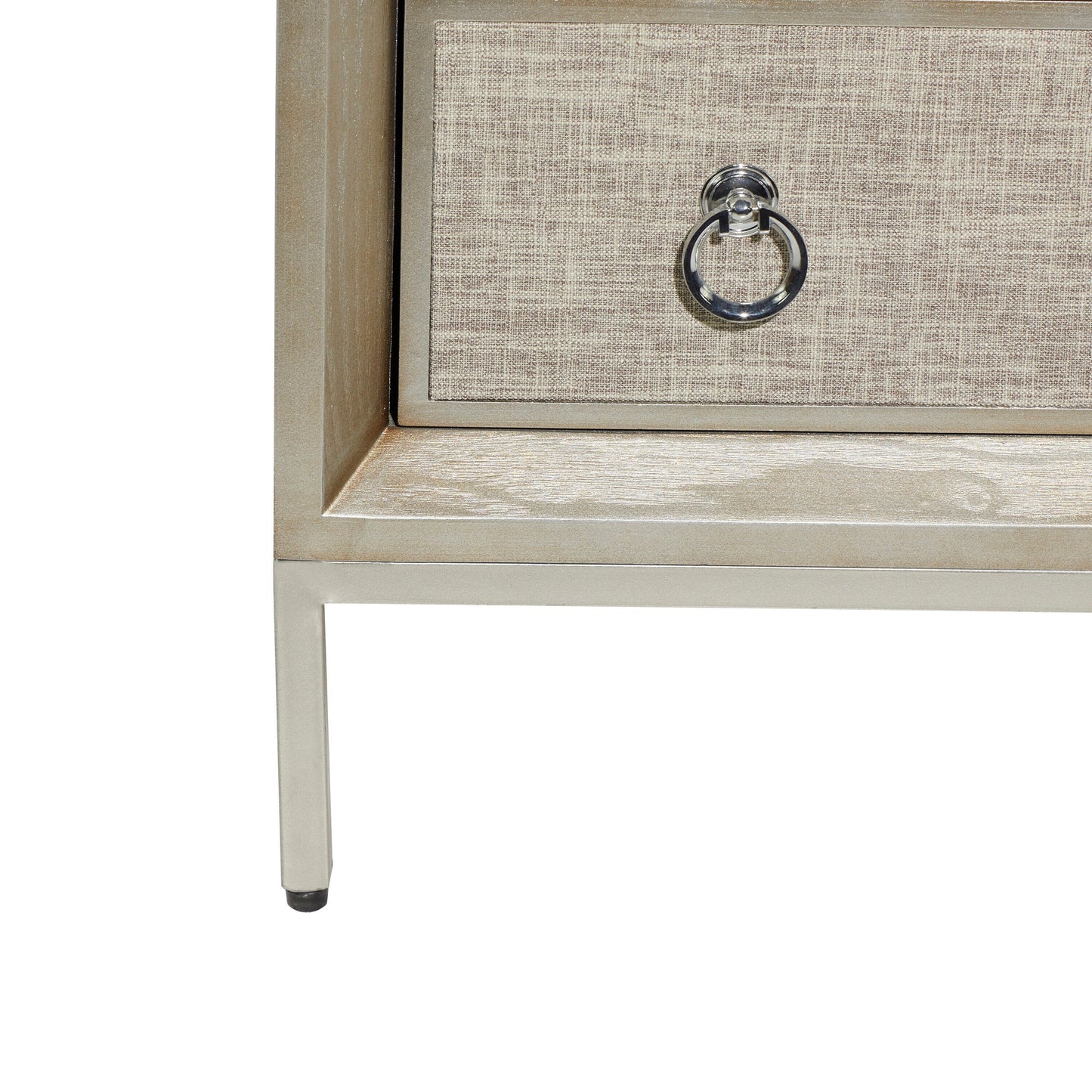 Grayson Lane Beige Upholstered with Mirrored Top 3-Drawer Accent Chest