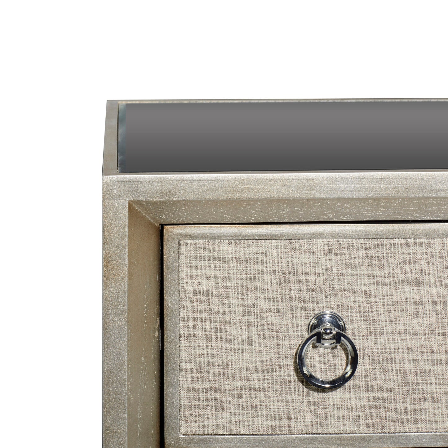 Grayson Lane Beige Upholstered with Mirrored Top 3-Drawer Accent Chest