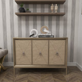 Grayson Lane Gray Upholstered Front Panel 1 Shelf and 3 Doors Accent Chest