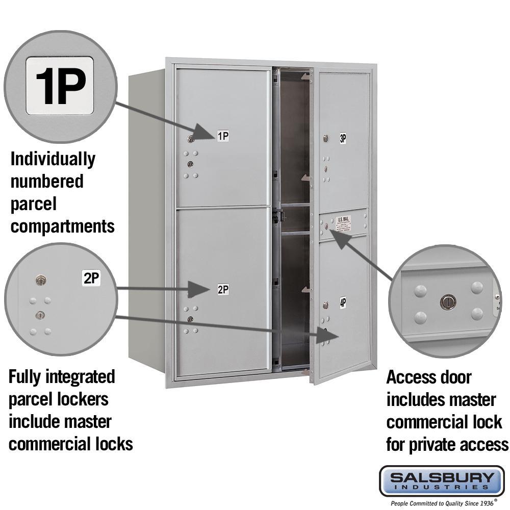 3700 Horizontal Series 3-Parcel Locker Recessed Mount Mailbox - Super Arbor