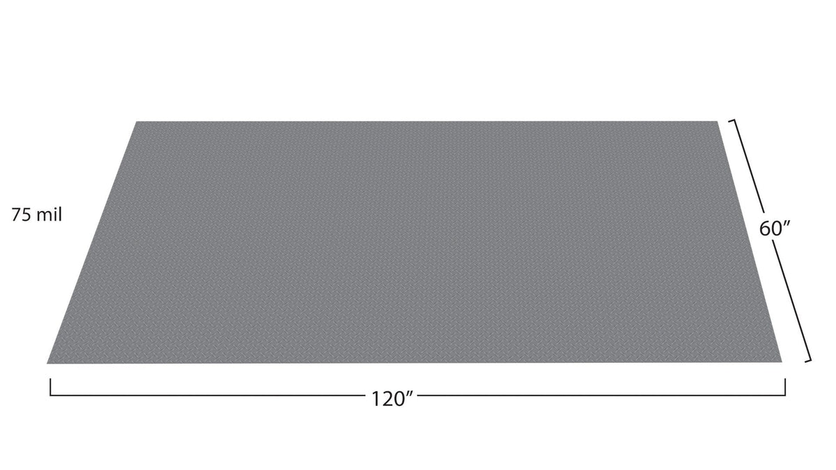 G-Floor Diamond Tread 5-ft x 10-ft Slate Grey Diamond Plate PVC Garage Floor Roll, 75-mil