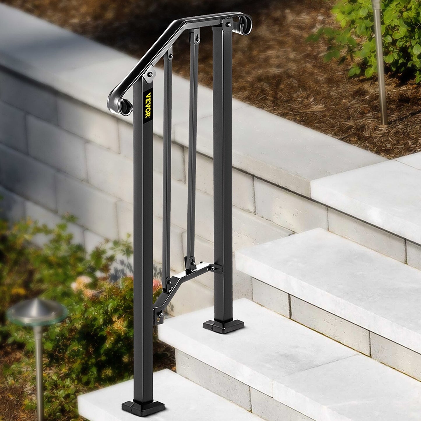 VEVOR Handrails Stair Railing 2-ft x 38-in Black Steel Deck Stair Rail Kit