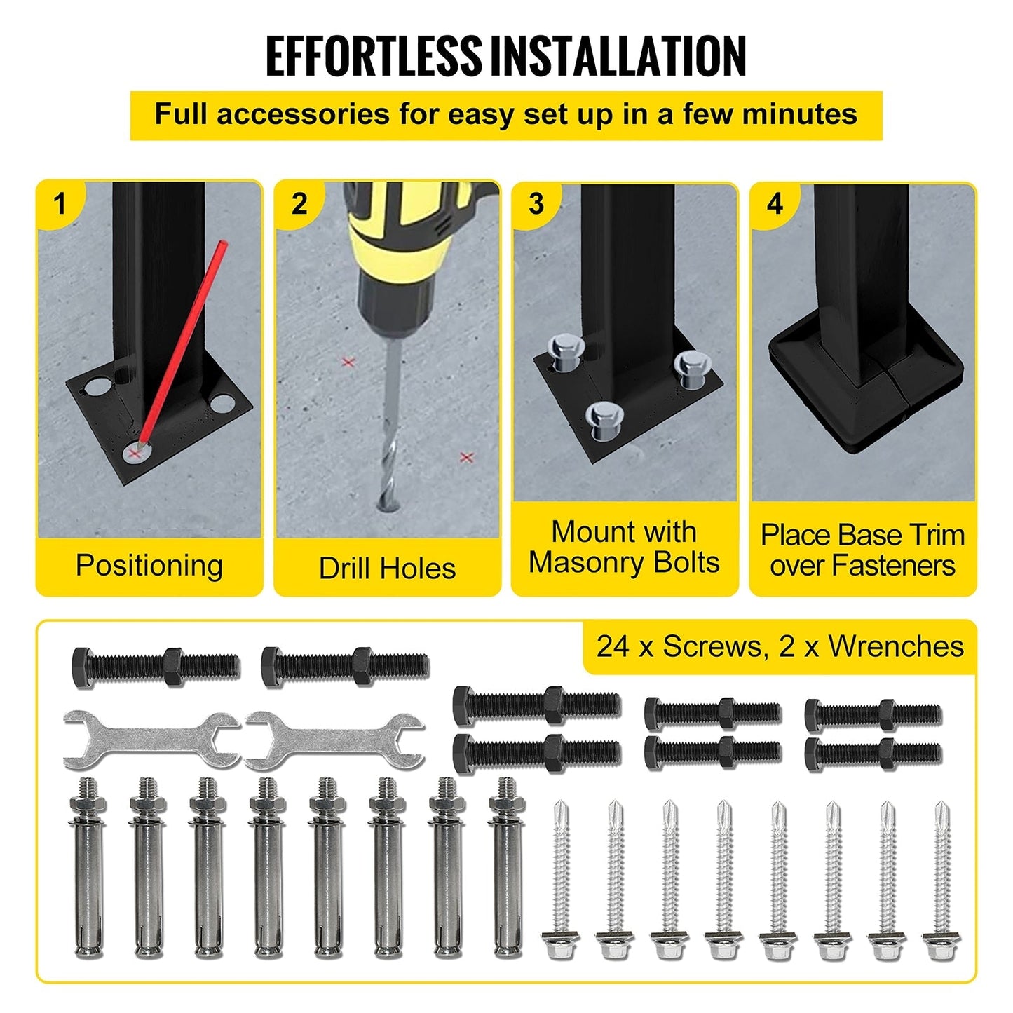 VEVOR Handrails Stair Railing 2-ft x 38-in Black Steel Deck Stair Rail Kit