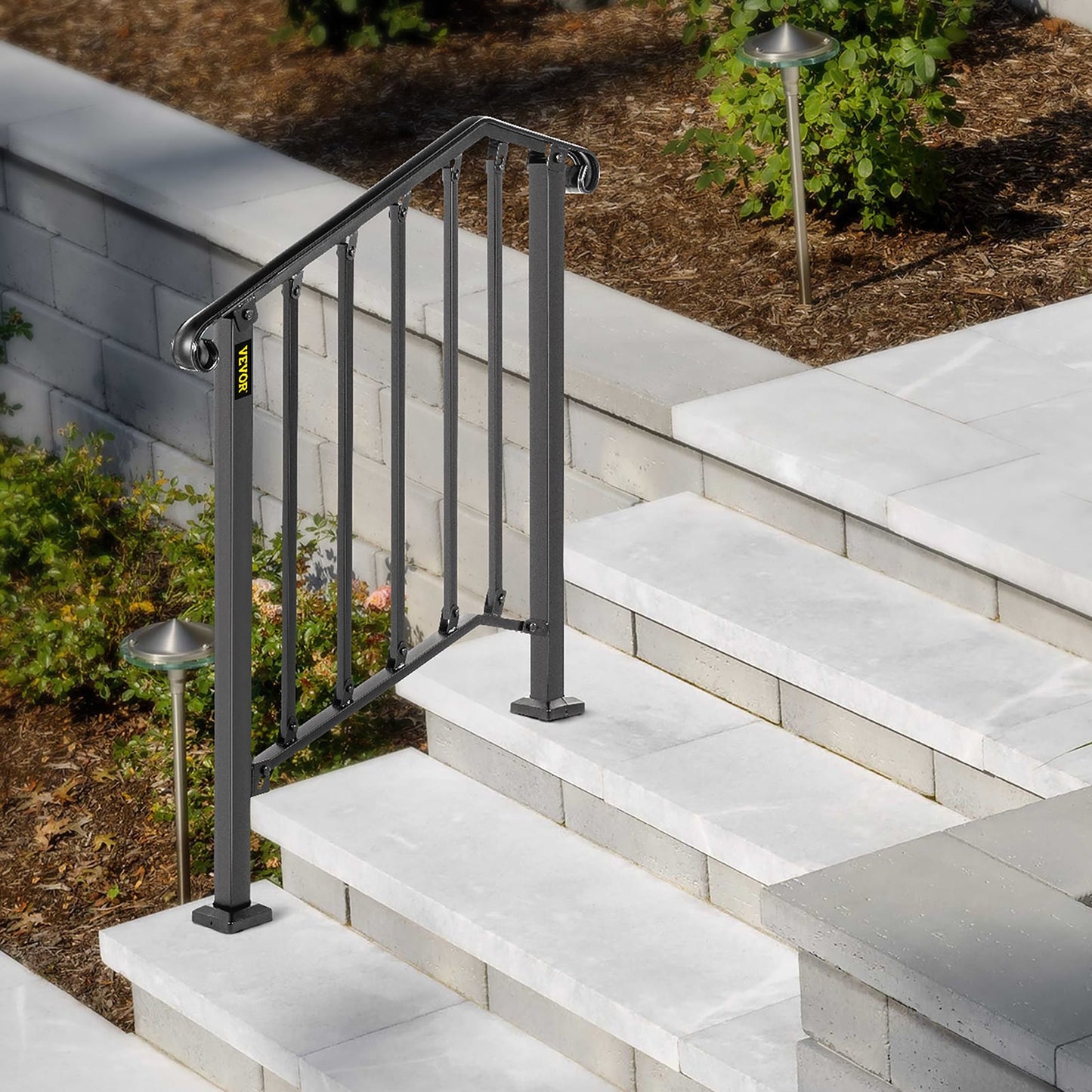 VEVOR Handrails Stair Railing 2-ft x 38-in Black Steel Deck Stair Rail Kit