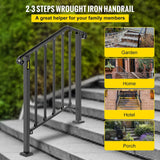 VEVOR Handrails Stair Railing 2-ft x 38-in Black Steel Deck Stair Rail Kit