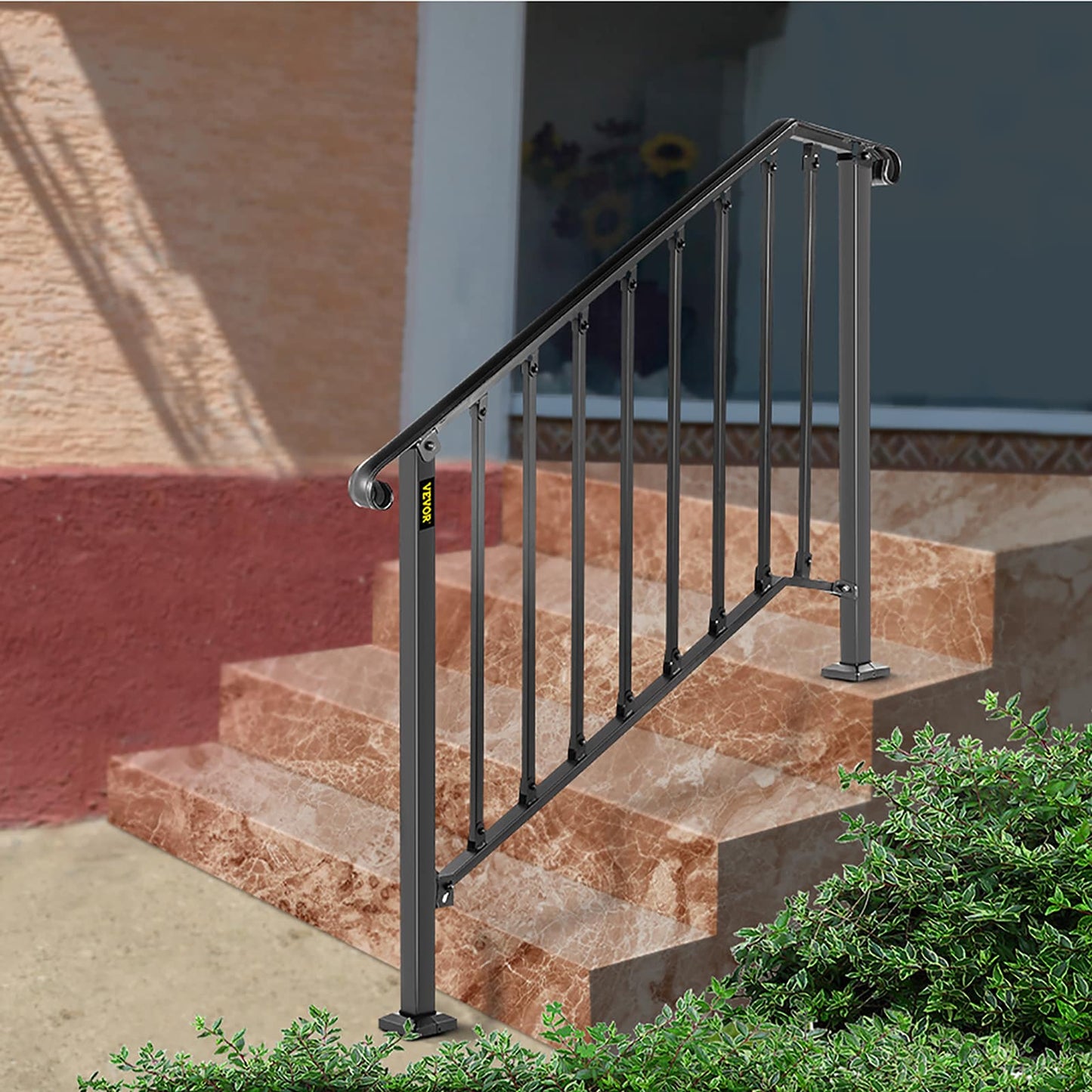 VEVOR Handrails Stair Railing 2-ft x 38-in Black Steel Deck Stair Rail Kit