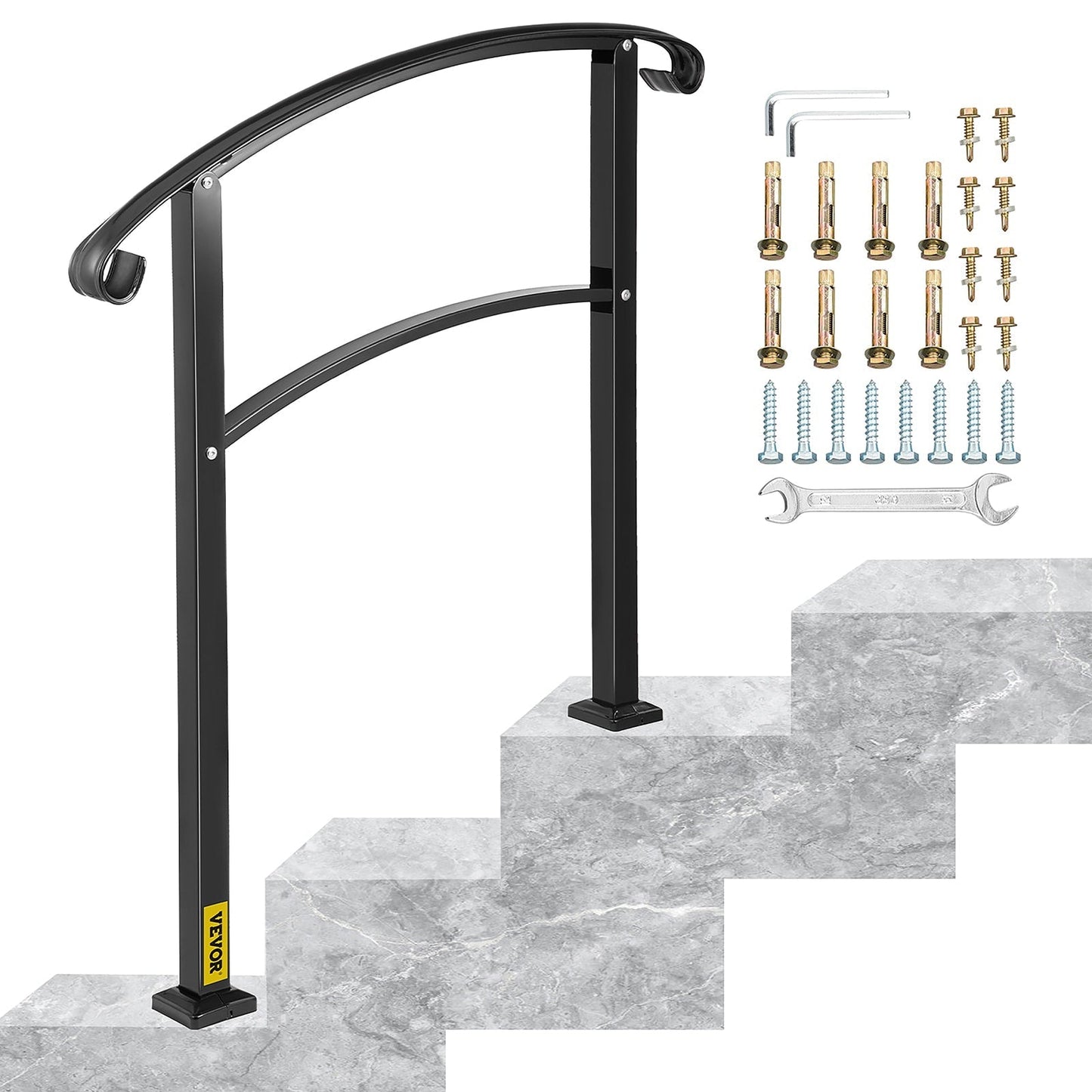 VEVOR Handrails Stair Railing 2-ft x 42-in Black Steel Deck Stair Rail Kit