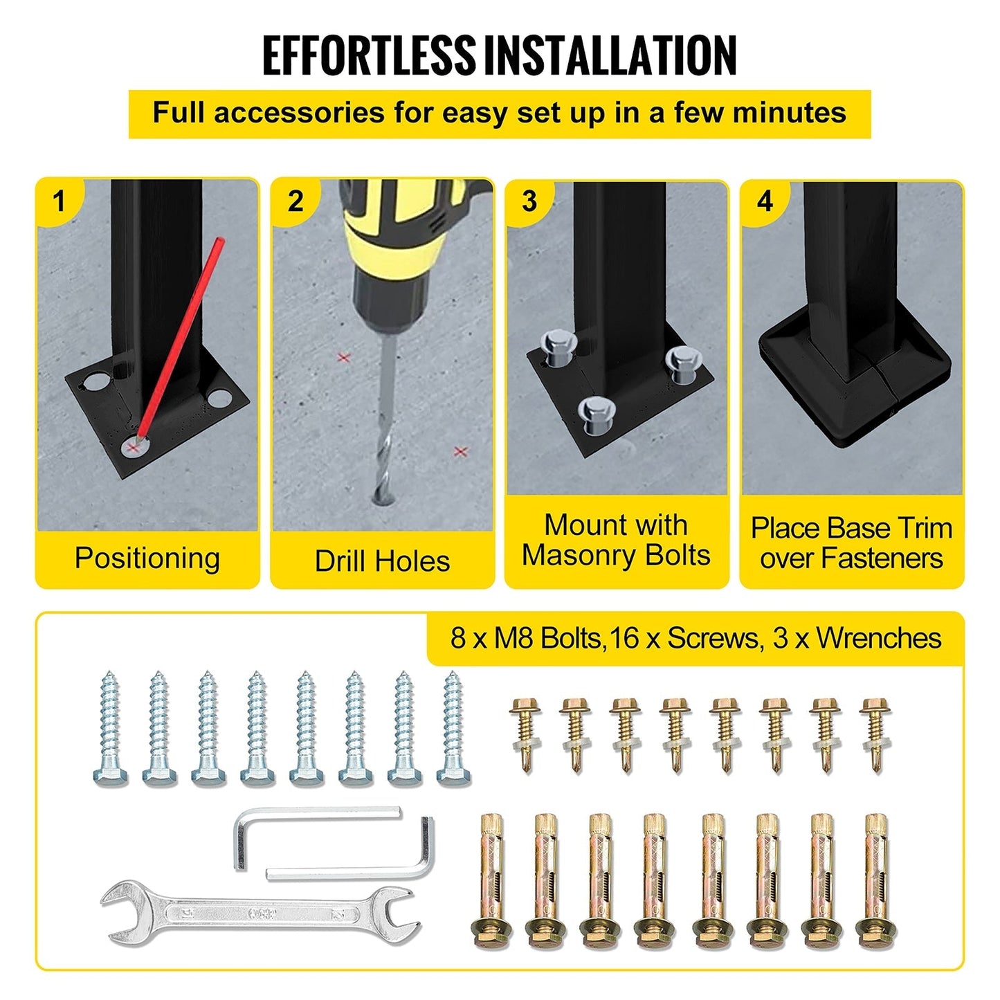VEVOR Handrails Stair Railing 2-ft x 42-in Black Steel Deck Stair Rail Kit