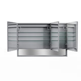 WELLFOR EX5 48-in x 32-in Lighted LED Fog Free Surface/Recessed Mount Silver Mirrored Soft Close Medicine Cabinet with Outlet