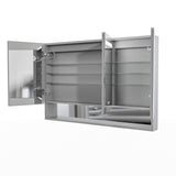 WELLFOR EX5 48-in x 32-in Lighted LED Fog Free Surface/Recessed Mount Silver Mirrored Soft Close Medicine Cabinet with Outlet