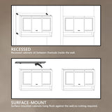 WELLFOR EX5 48-in x 32-in Lighted LED Fog Free Surface/Recessed Mount Silver Mirrored Soft Close Medicine Cabinet with Outlet