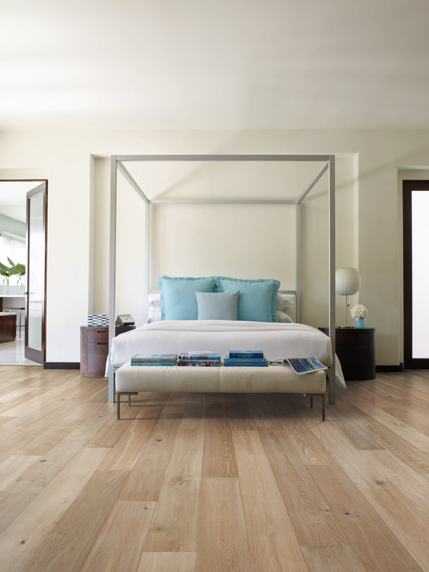 Villa Barcelona White oak Montilla hardwood flooring — installed room view