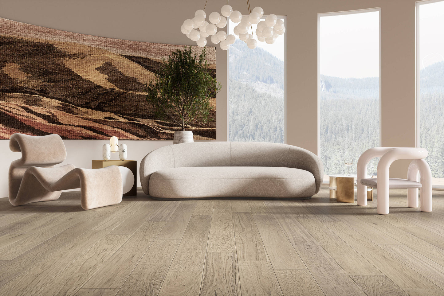 Villa Barcelona White oak Velazquez hardwood flooring — installed room view