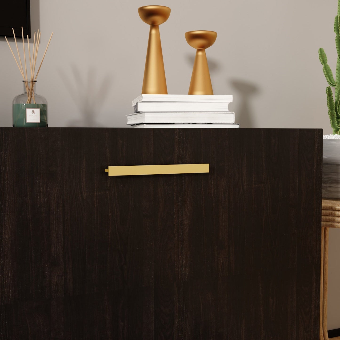 FUFU&GAGA TV Stand Modern/Contemporary Dark Brown Tv Cabinet Integrated Tv Mount (Accommodates TVs up to 70-in)