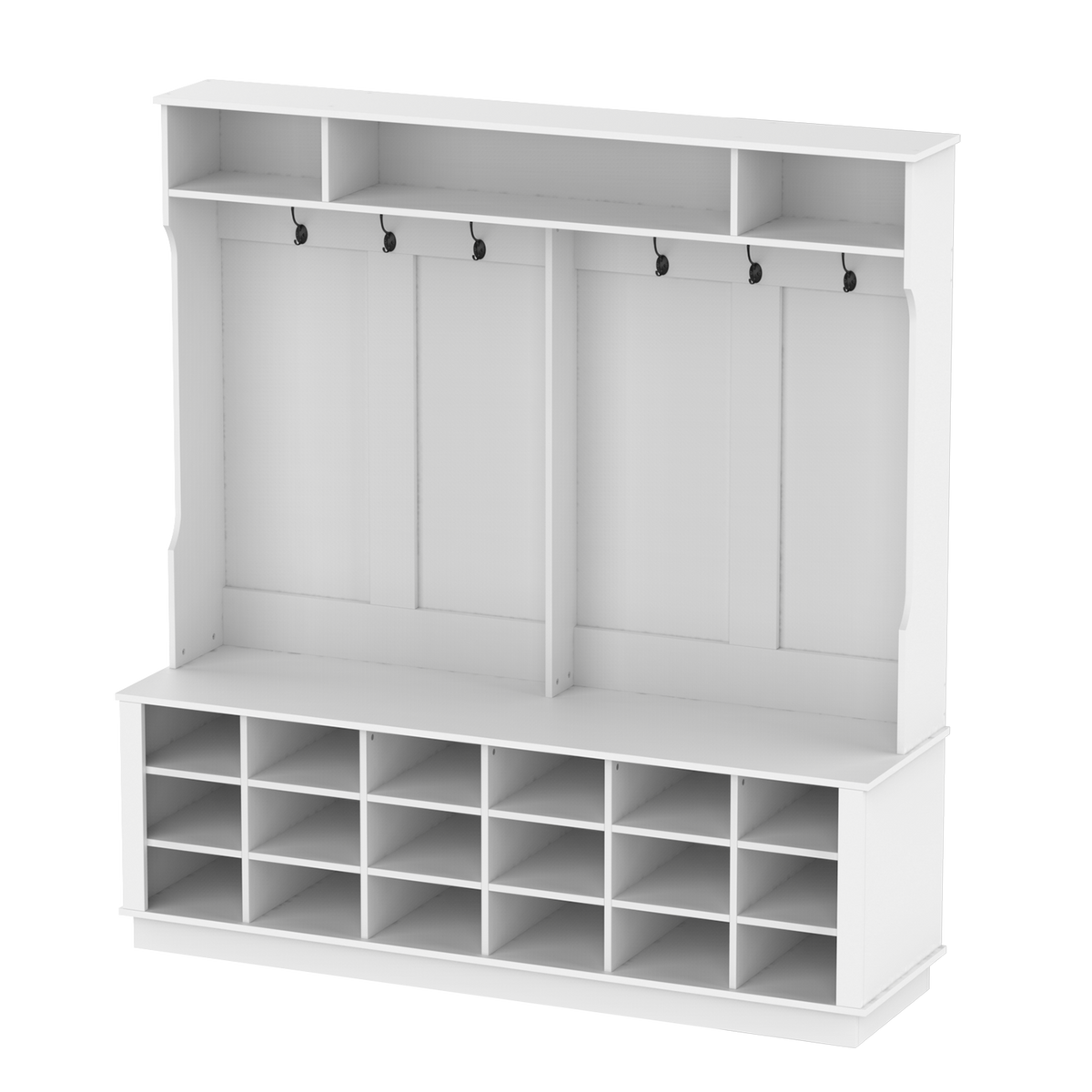 FUFU&GAGA Contemporary Hanging Wardrobe with Storage Compartments, Coat Hooks, and Shoe Cabinets