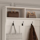 FUFU&GAGA Contemporary Hanging Wardrobe with Storage Compartments, Coat Hooks, and Shoe Cabinets
