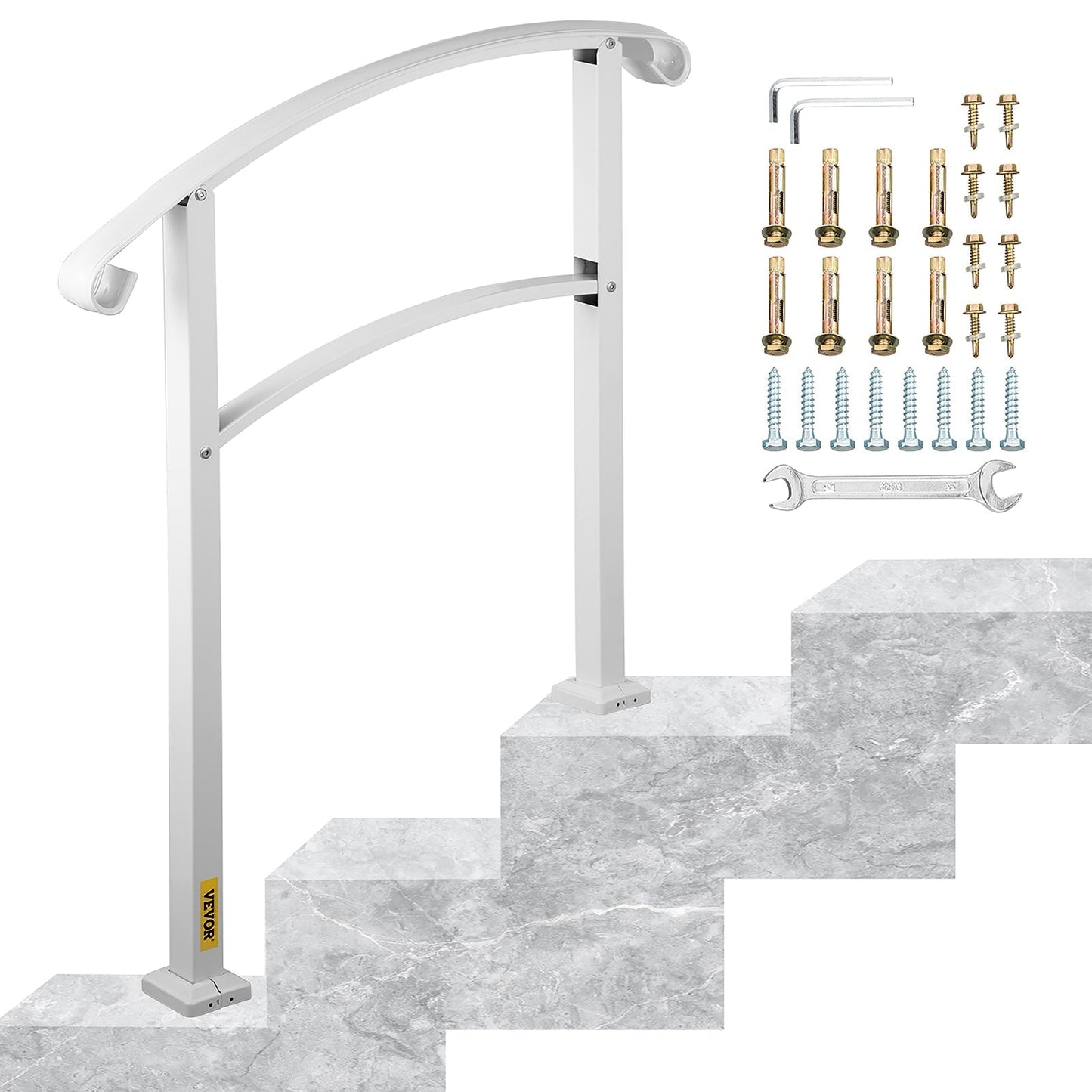 VEVOR Handrails Stair Railing 2-ft x 42-in White Steel Deck Stair Rail Kit