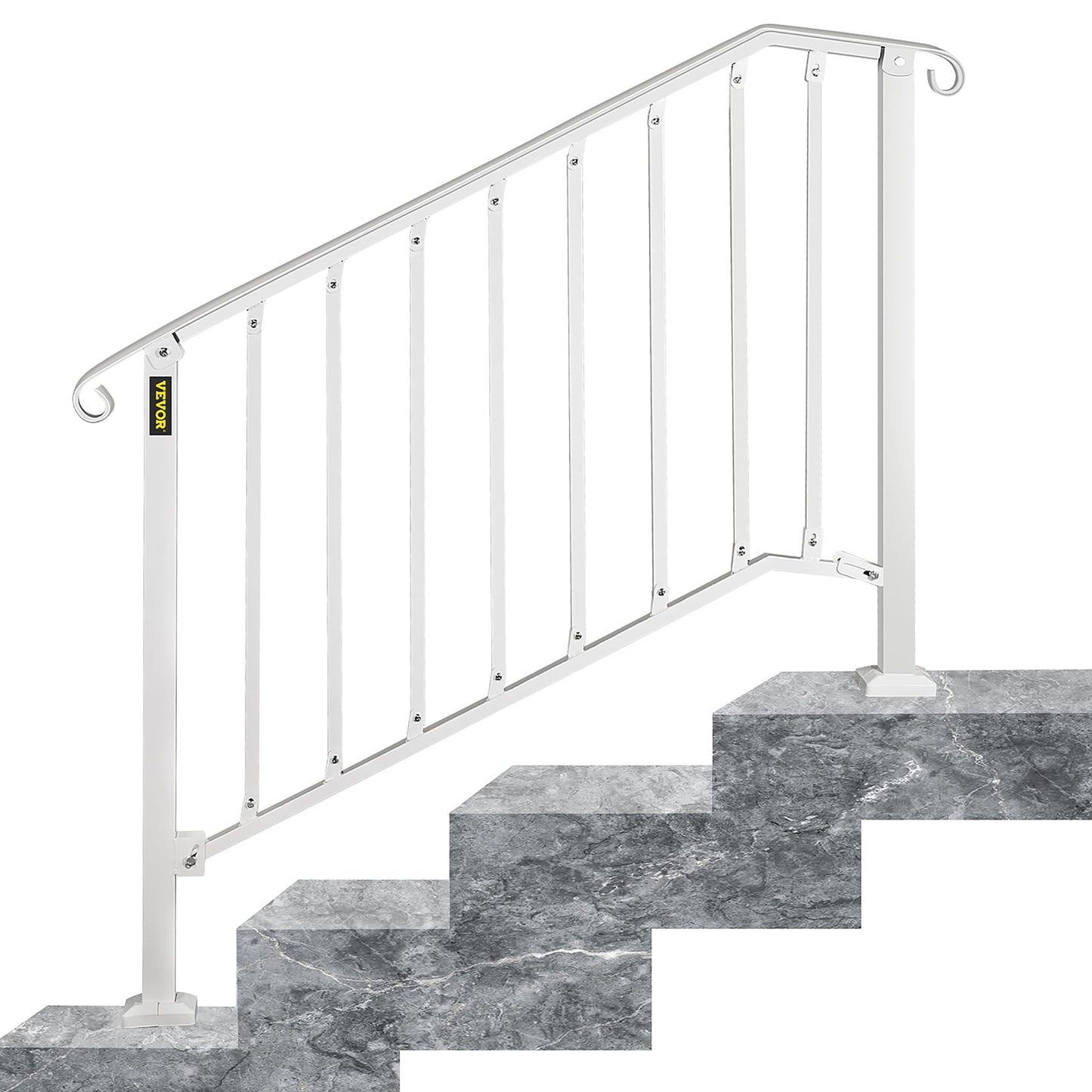 VEVOR Handrails Stair Railing 4-ft x 38-in White Steel Deck Stair Rail Kit