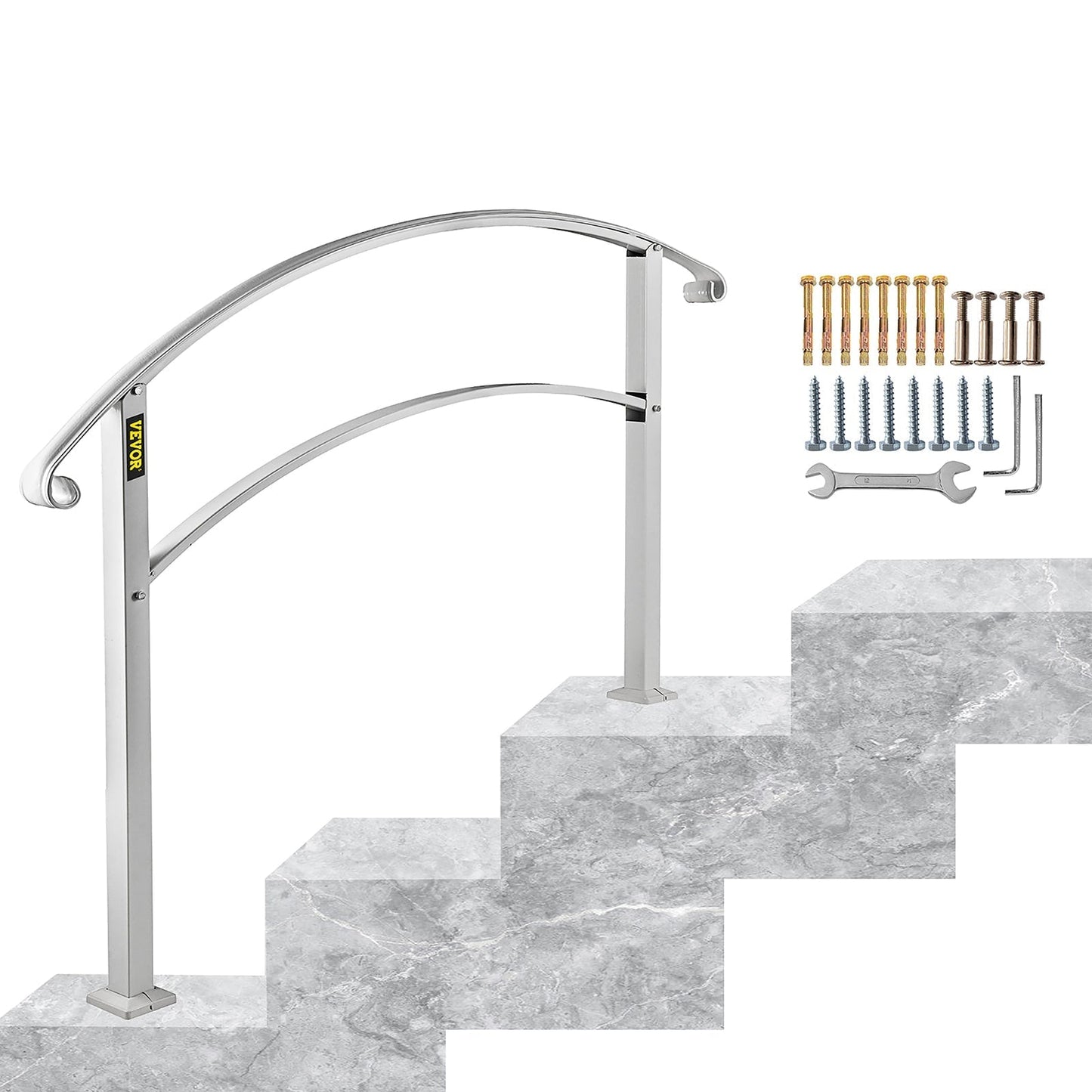 VEVOR Handrails Stair Railing 2-ft x 42-in White Steel Deck Stair Rail Kit
