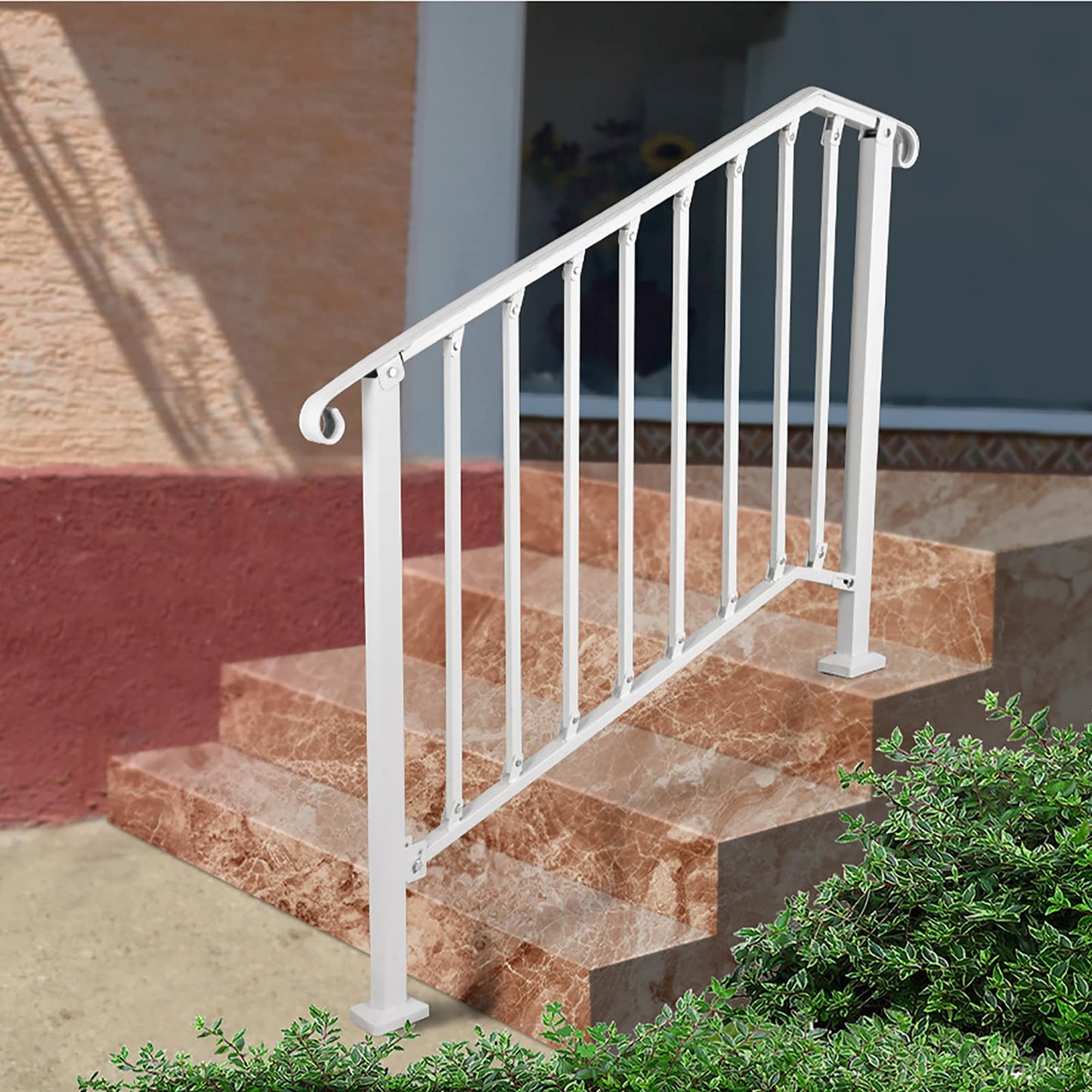 VEVOR Handrails Stair Railing 4-ft x 38-in White Steel Deck Stair Rail Kit