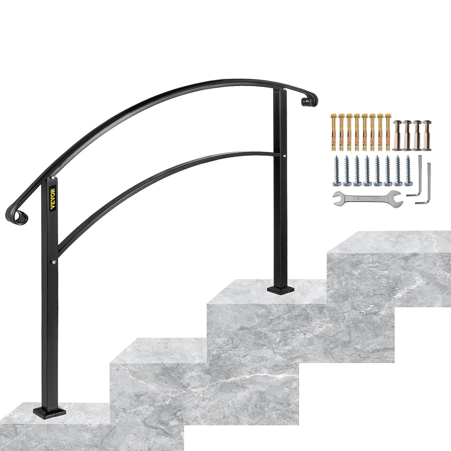 VEVOR Handrails Stair Railing 2-ft x 42-in Black Steel Deck Stair Rail Kit
