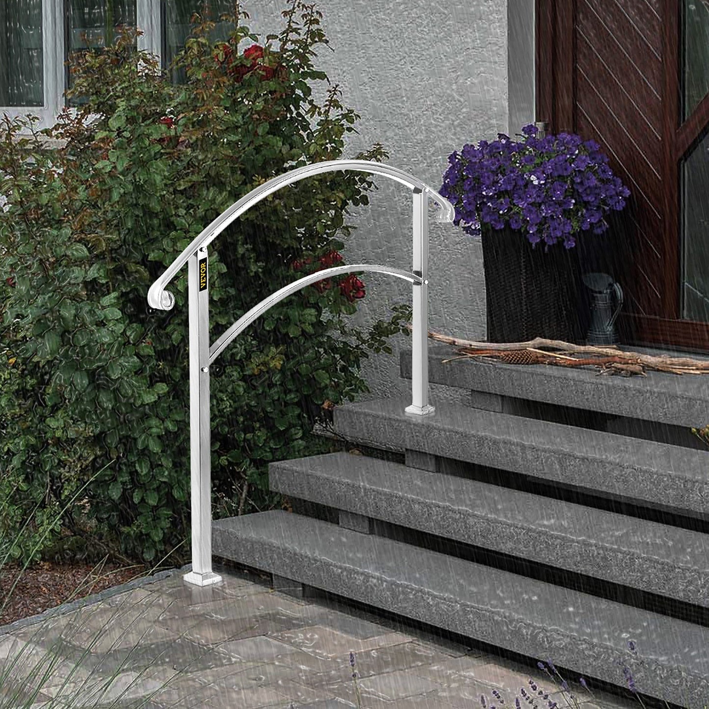 VEVOR Handrails Stair Railing 2-ft x 42-in White Steel Deck Stair Rail Kit