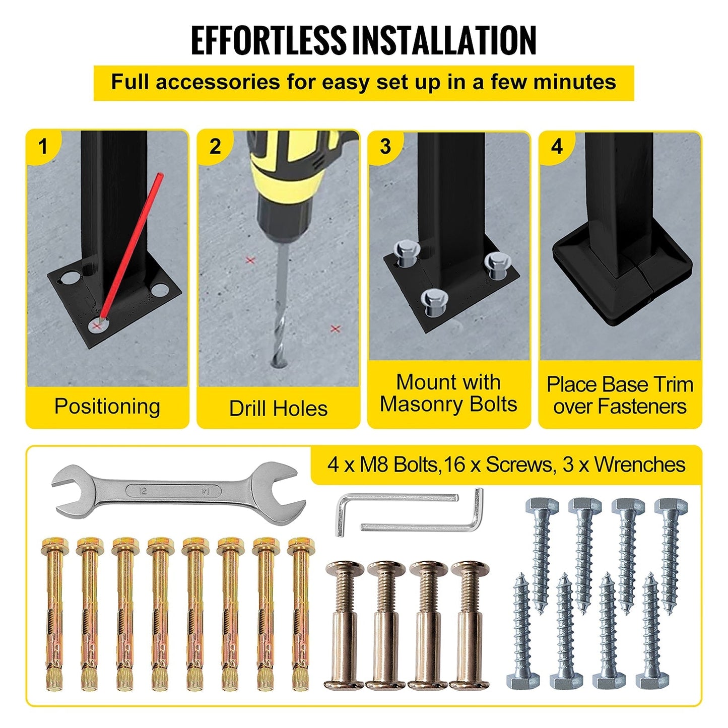 VEVOR Handrails Stair Railing 2-ft x 42-in Black Steel Deck Stair Rail Kit