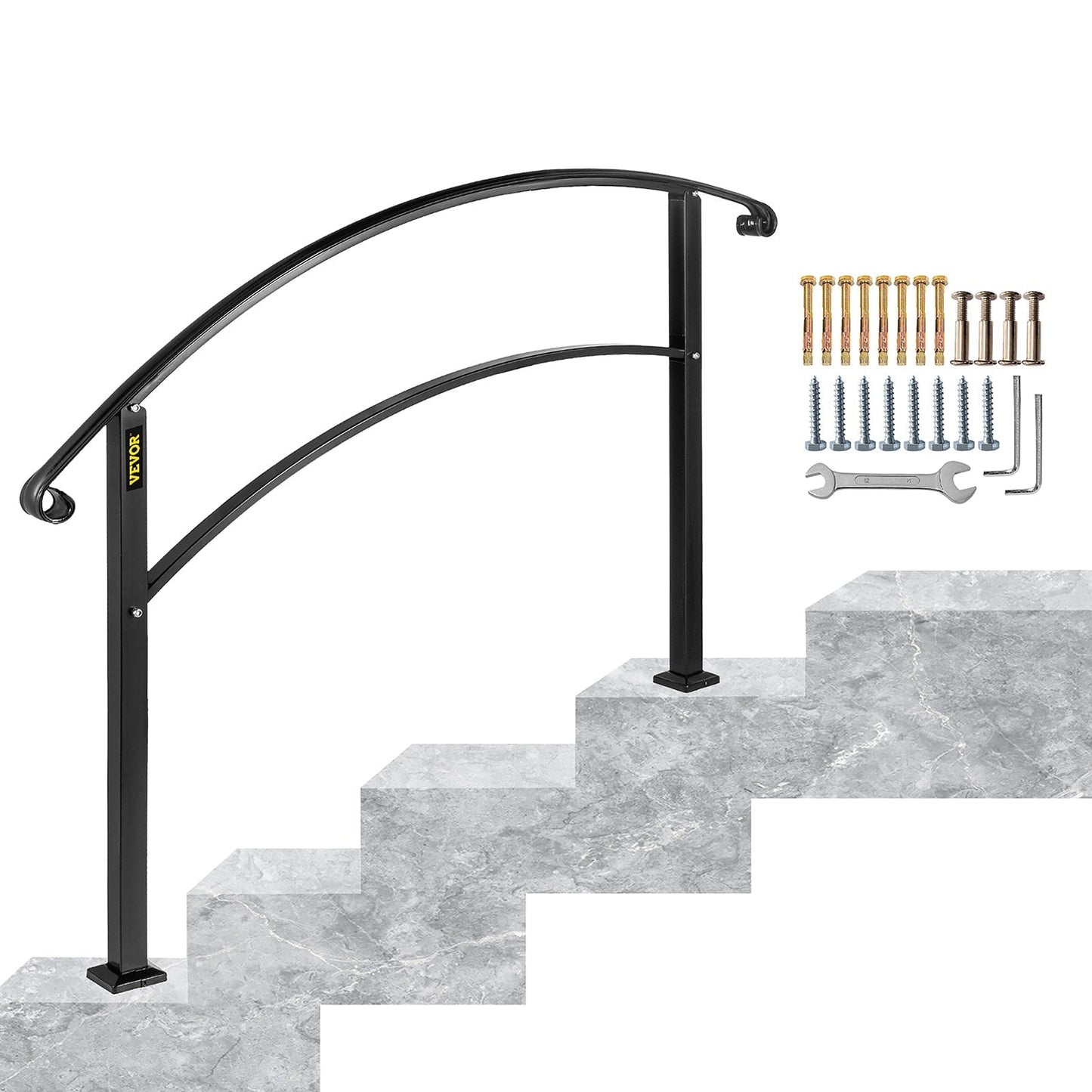 VEVOR Handrails Stair Railing 3-ft x 42-in Black Steel Deck Stair Rail Kit