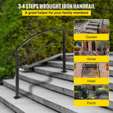 VEVOR Handrails Stair Railing 3-ft x 42-in Black Steel Deck Stair Rail Kit