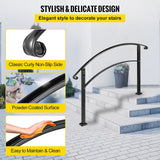 VEVOR Handrails Stair Railing 3-ft x 42-in Black Steel Deck Stair Rail Kit