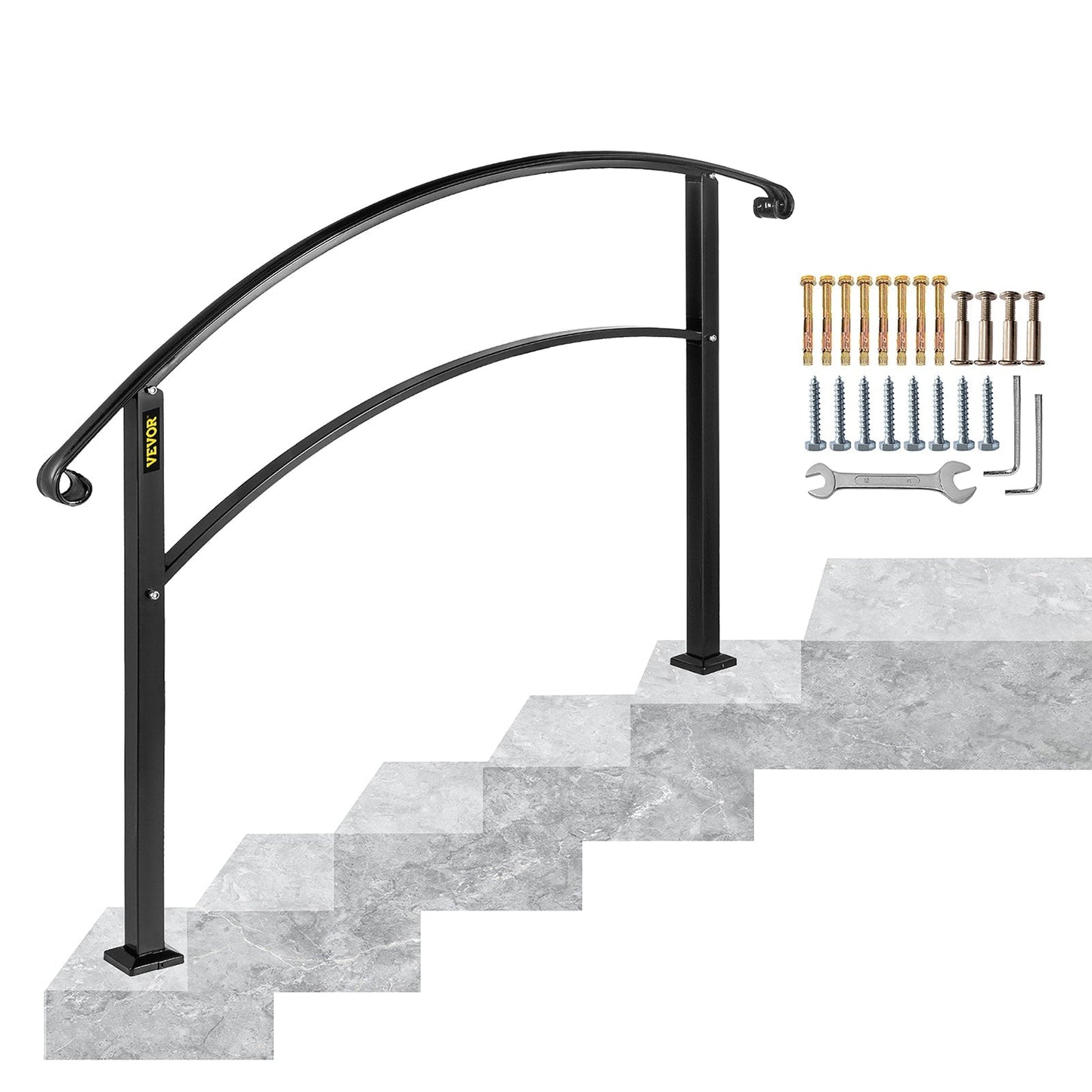 VEVOR Handrails Stair Railing 4-ft x 42-in Black Steel Deck Stair Rail Kit