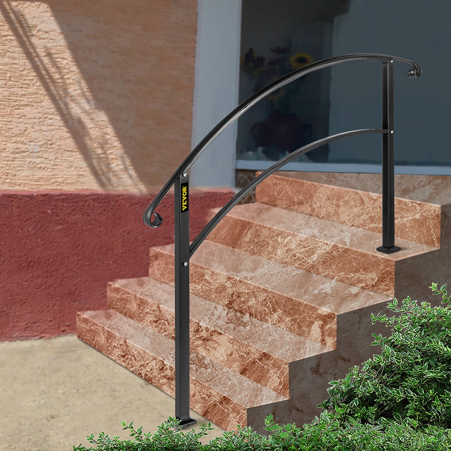 VEVOR Handrails Stair Railing 4-ft x 42-in Black Steel Deck Stair Rail Kit
