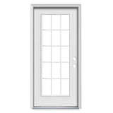 Therma-Tru Benchmark Doors 36-in x 80-in Steel Full Lite Left-Hand Inswing Ready-to-Paint Unfinished Prehung Single Front Door with Brickmould