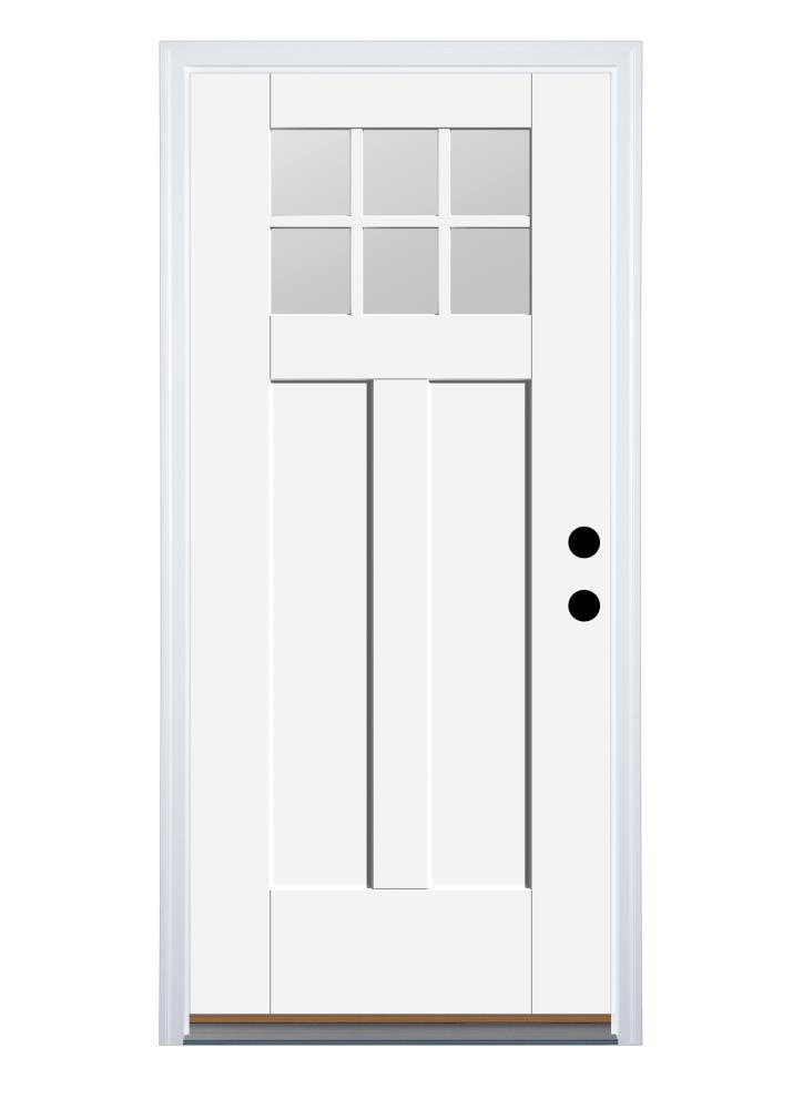 Therma-Tru Benchmark Doors 36-in x 80-in Fiberglass Craftsman Left-Hand Inswing Ready to Paint Unfinished Prehung Single Front Door with Brickmould