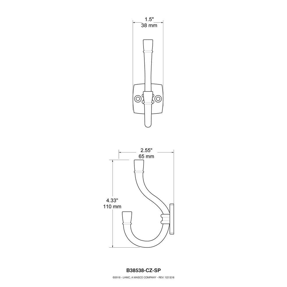 Izak 4-1/3 in. Champagne Bronze Coat Hook - Super Arbor