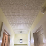 A La Maison Ceilings 1.67-ft x 1.67-ft Emma's Flowers Plain White Polystyrene Surface-mount Ceiling Tile (8-Pack, 21.6-sq ft / Case)