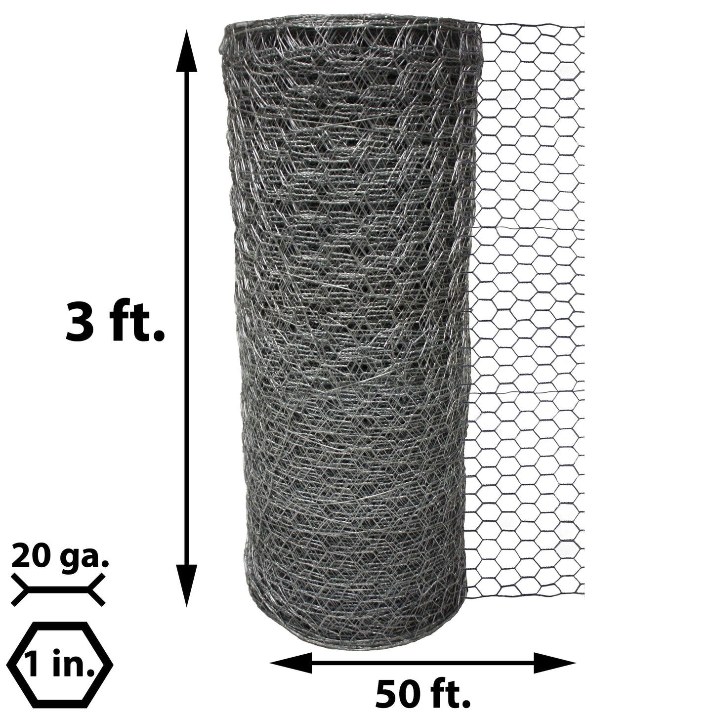 Acorn International 3-ft 20-Gauge Silver Galvanized Steel Chicken Wire Rolled Fencing with Mesh Size 1-in