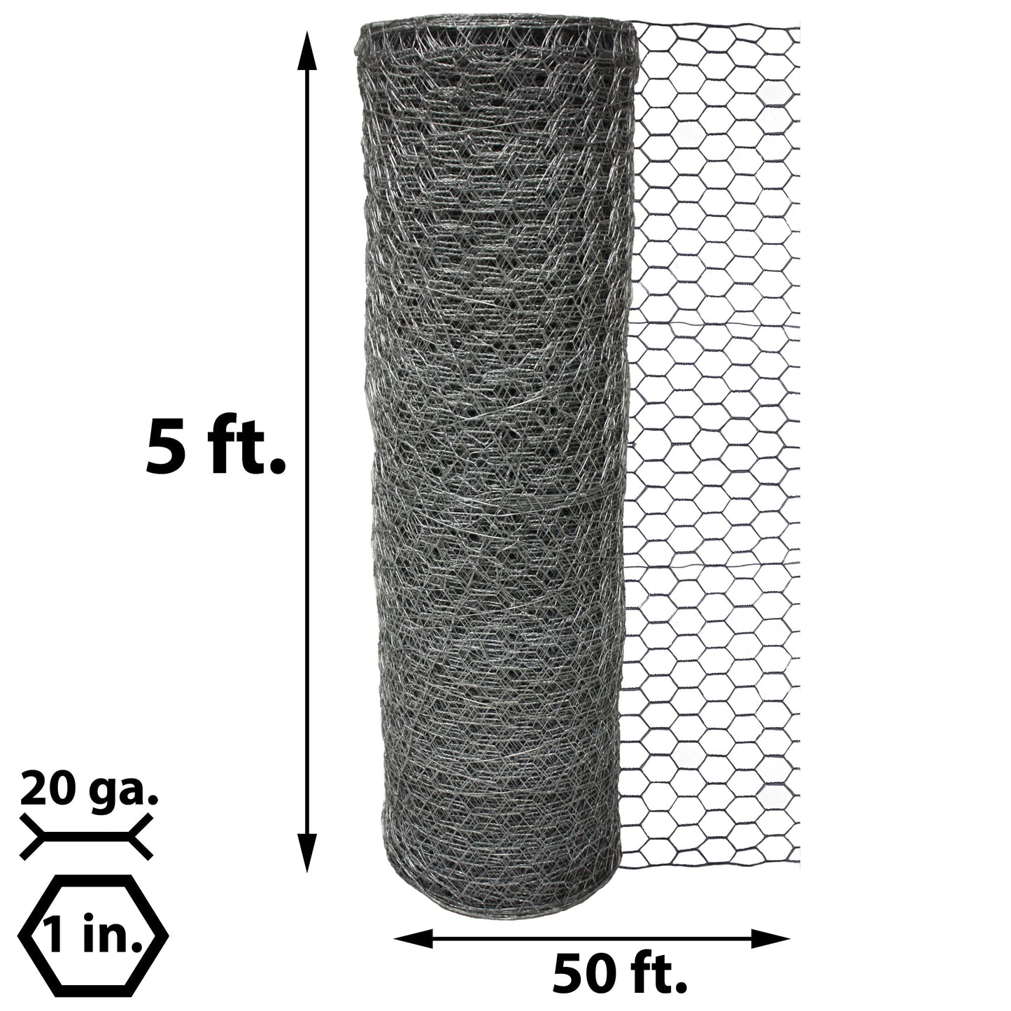 Acorn International 50' x 5' 20-Gauge Silver Galvanized Steel Chicken Wire Fencing